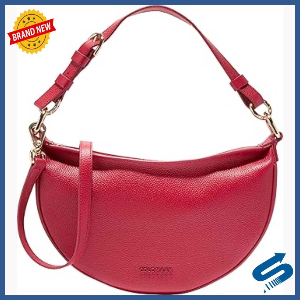 Leather Crossbody Bag With Adjustable Straps, Hobo Style, 11.1 Inches